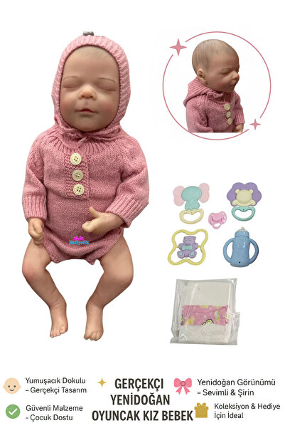 hediyecik Gerçekçi Yenidoğan Oyuncak Kız Bebek-Koleksiyon Bebek 43 cm