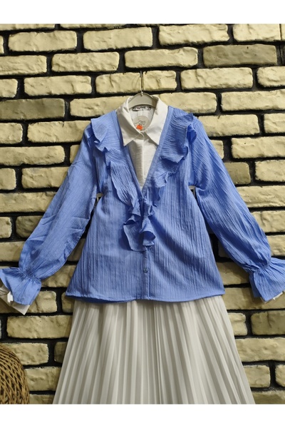 LuXeX Collar Ruffled Buttoned Cardigan
