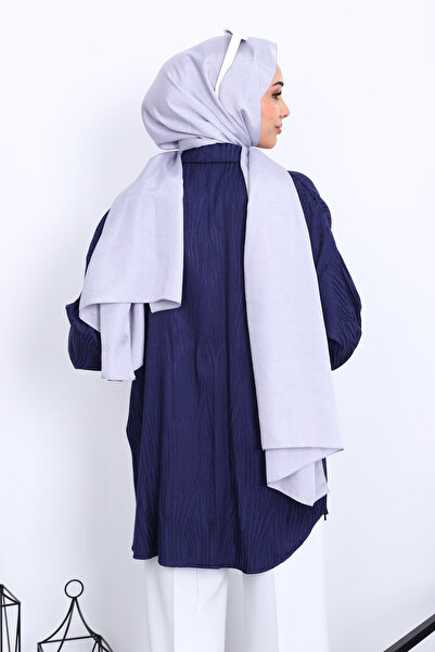 İmajButik Navy Blue Jacquard Buttoned Shirt