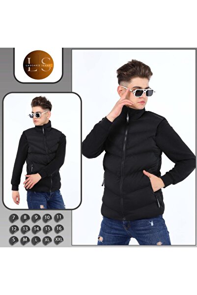 LASGARİS JEANS Men's Puffer Leather Vest