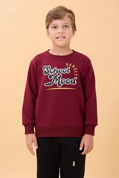 Perendi Erkek ve Kız Çocuk Okul Baskılı Bisiklet Yaka Mevsimlik Sweatshirt B...