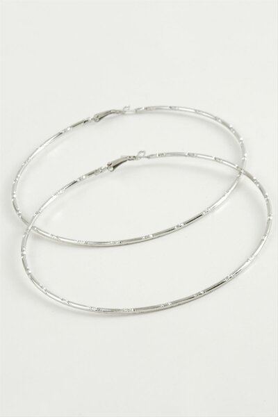 Marsilyan Dotted Metal Hoop Earrings 8-9-10 cm