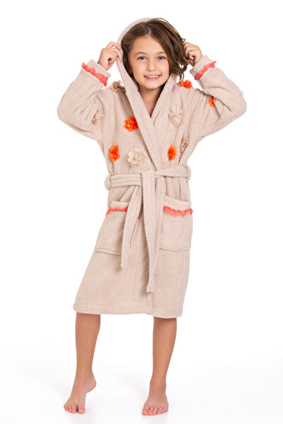 Wild Love 100% Bamboo Girl's Hooded Floral Patterned Dressing Gown / Bathrobe