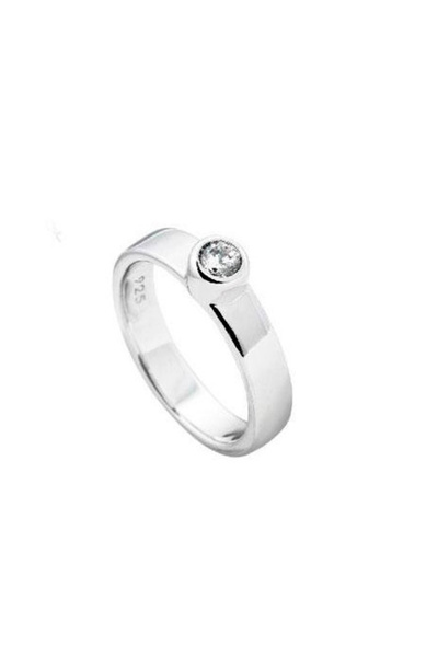 Diamonfire Ασημένιο γυναικείο δαχτυλίδι 4 χιλιοστών με πέτρα ζιρκονία, 611233