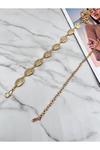 EMR Official Curea de damă aurie, curea pentru jachetă, curea pentru talie, curea cu lanț.