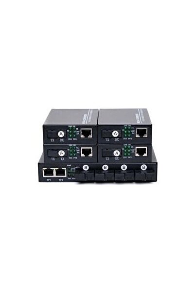 ADA Fiber Optik 4 Port 1000 Mbit Media Converter Switch+4 Adet 1000 Mbit Media Converter Set