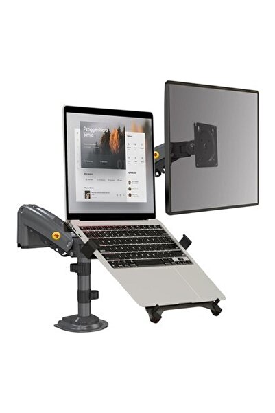 Store Nb H180-FP Çift Kol Amortisörlü 22"-32" Monitör Tutucu ve 10"-17" Laptop Standı