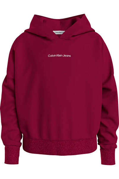 Calvin Klein CKJ LOGO BOXY HOODIE Kadın Kırmızı Hoodie