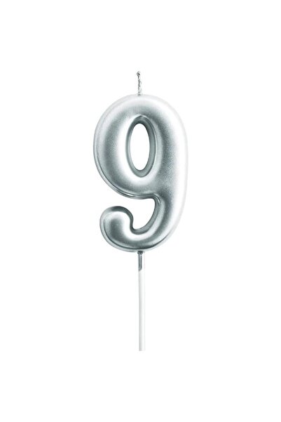 Flippy Cake Candle, Flippy, Number 9 Model, Party, 4.5 x 2.5 cm, Paraffin, Silver