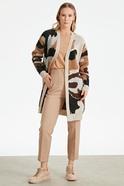 Tığ Triko DESEN DETAYLI HIRKA BEJ