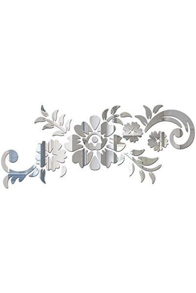 Slasa Reflective Wall Sticker - 3D Rattan Flower Acrylic, Silver, 19.7 x 8.5 Inch