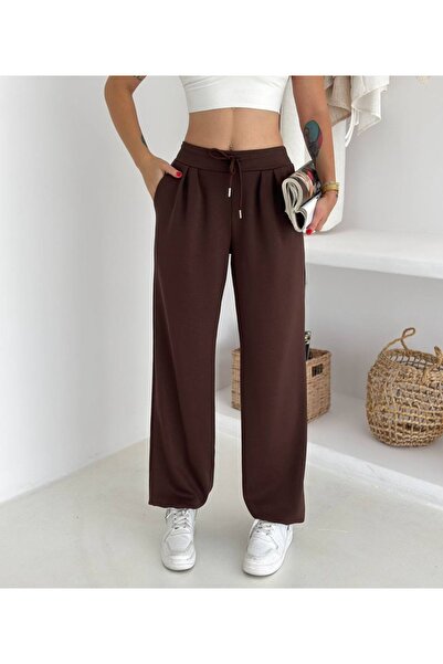 Noa Noa Modal Fabric Trousers with Elastic Waist and Leg Detail