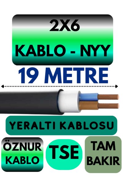 Avarson Öznur 2X6 NYY (Yeraltı Kablosu) Metre Seçenekli 19 METRE