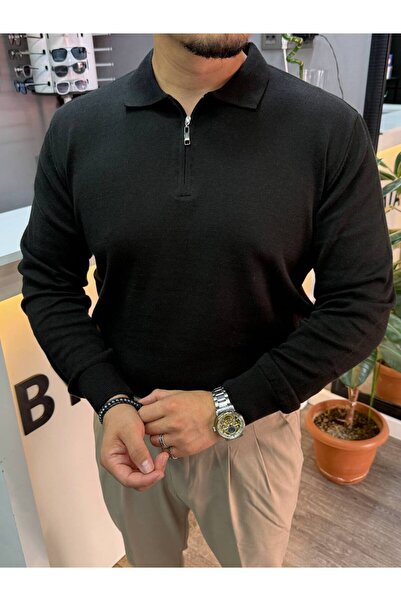 BYATA MENS STYLE Pulover pentru bărbați cu decolteu polo cu jumătate de fermoar
