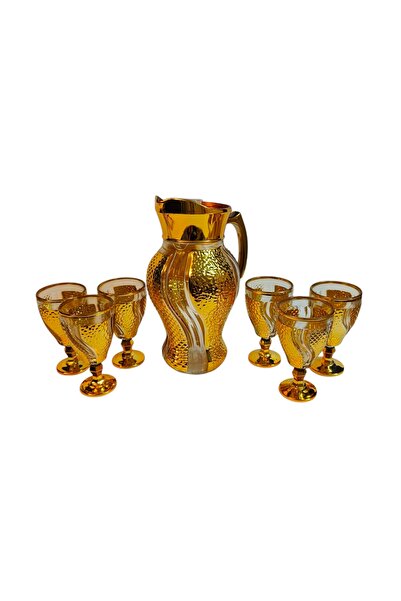 OEM Set of 6 gold glass decanter and glasses