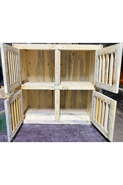 KARAYİĞİT AHŞAP MOBİLYA DEKORASYON 4 Gözlü Ahşap Kafes – Doğal Ahşap, El Yapımı