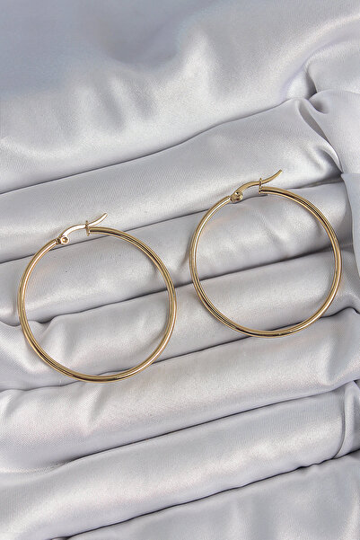 Skygo 316 Steel Gold Color 43 mm Hoop Model Women Earrings - Tj-Bkp10510