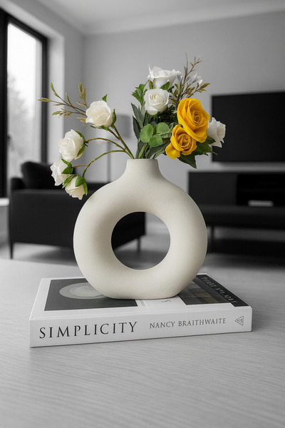 VANTES Büyük Boy Bohem Halka Vazo İskandinav Tarzı (22x19)