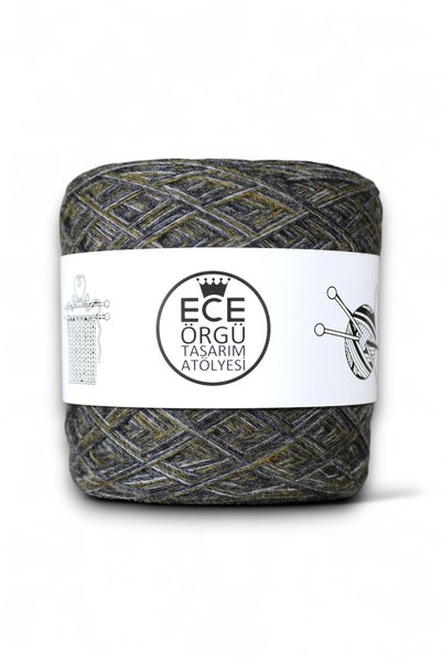 Ece Örgü Tasarım Atölyesi 3-Ply 100% Wool Knitting Yarn in Khaki, Grey and Anthracite Colors (200 Gr.)