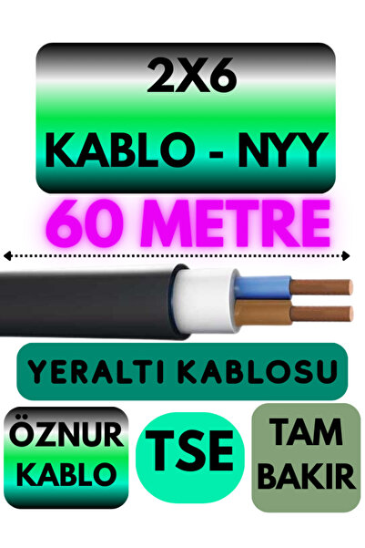 Avarson Öznur 2X6 NYY (Yeraltı Kablosu) Metre Seçenekli 60 METRE