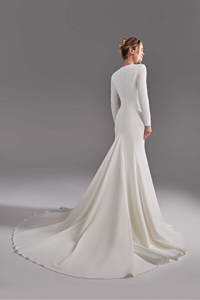 bontesel White Long Sleeve Modest Wedding Dress Bridal Gown Engagement Dress