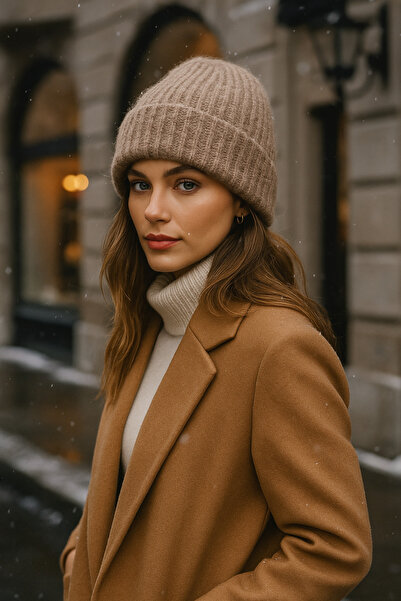 Luminos Butik Women's Mink Wool Basic Beret Bere1141