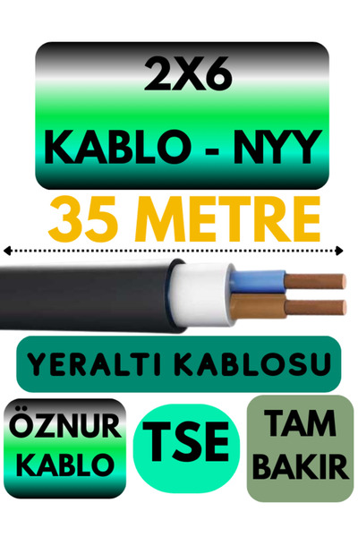 Avarson Öznur 2X6 NYY (Yeraltı Kablosu) Metre Seçenekli 35 METRE