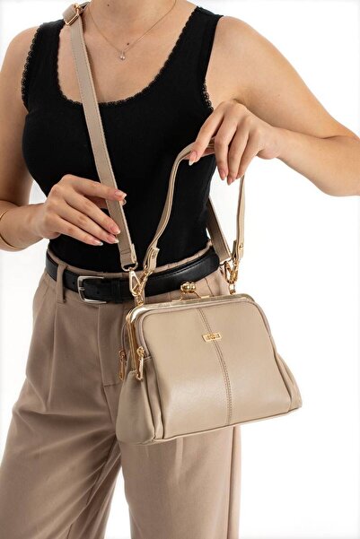 KIRASE Geantă de mână și de umăr din piele moale Troklu, cu curea dublă, cu m...