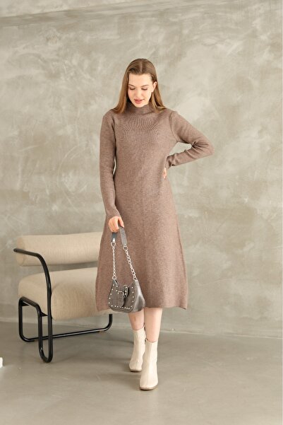 FTM TİCARET Triko Midi Boy Elbise Kadın