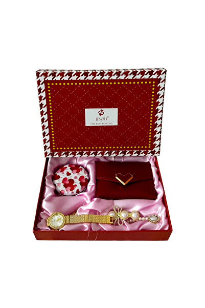 velve Σετ cadou pentru femei JESOU, cutie eleganta cu portofel, oglinda, ceas...