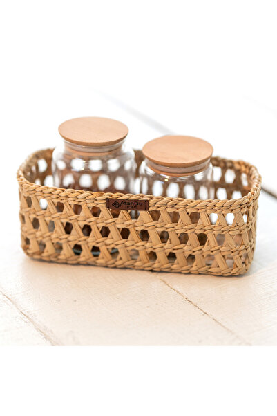 AtanDu Home El Yapımı Doğal Hasır Sepet 28x12x10 cm – Kavanoz & Çok Amaçlı Or...