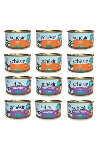 Schesir 2 Çeşit Karma Sardalyalı Sos İçinde Tamamlayıcı Kedi Konservesi 70 Gr...