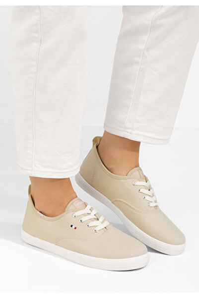 B T Shoes Béžové dámské plátěné tenisky Mikki