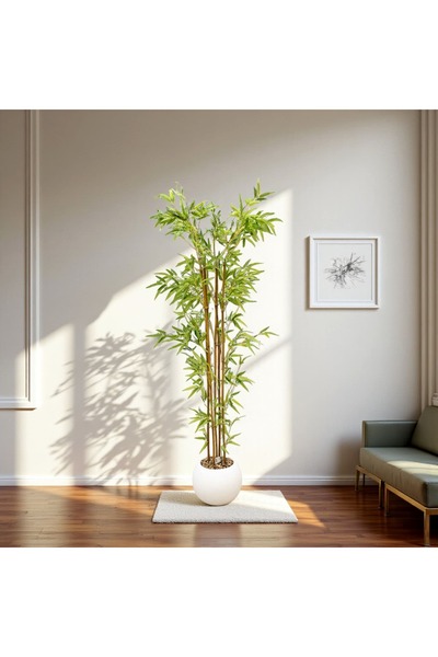 Casco Elegant artificial bamboo tree with white pot, 200 cm