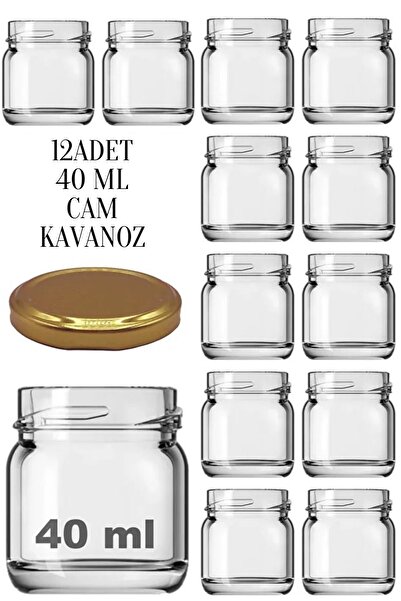 Tanemce 12 Pieces 40 ml Clear Sample Food Supplement Foodstuff Confectionery Jam Jar Small Glass Jar with Metal Lid