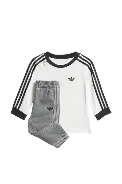 adidas Baby White Tracksuit Denim Ls Set Jw5312