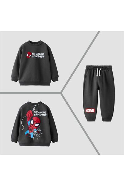 KidsSel New Season Boys' Printed Model Cotton Fabric Top and Bottom Set