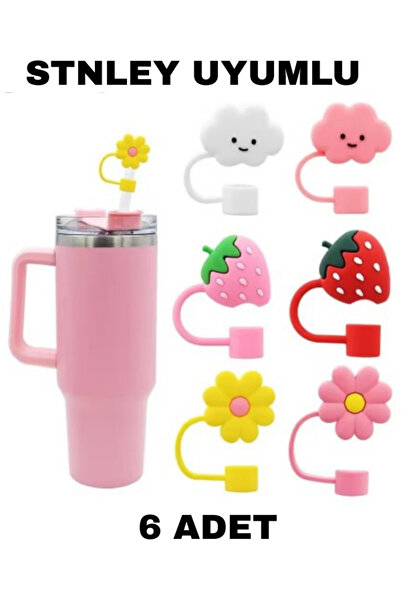 madamina 6 Adet Stnley Quencher Termos Uyumlu Çiçek Aksesuar Çiçek Pipet Koruyucu Pipet Kılıfı Pipet Tıpası