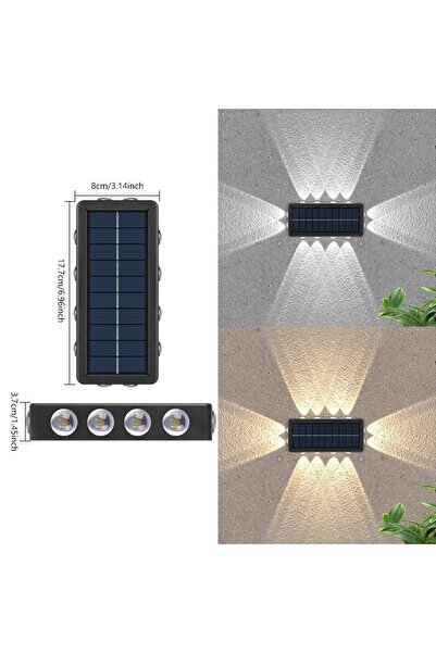Flippy Lampă solară de perete, 8+4 LED-uri, lumină caldă, ABS+PC, 19 x 9,5 cm, IP65, neagră
