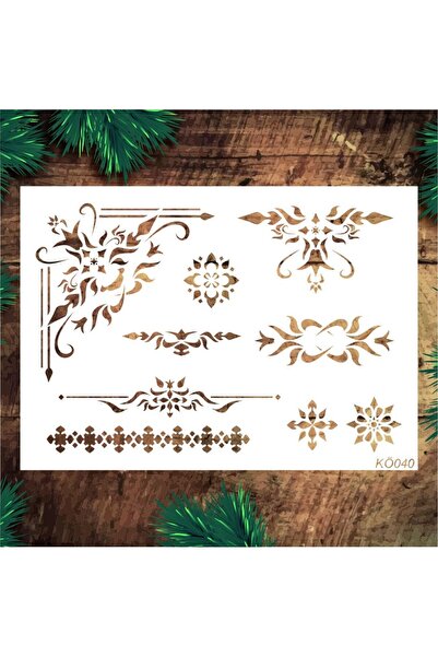 STENCİLTASARIM Stencil Tasarım Kö040 Köşe, Kenar, Göbek Desenleri Duvar Ahşap...
