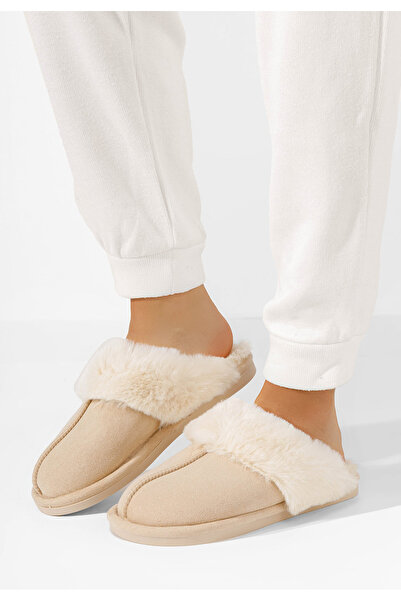 B T Shoes Papuci de casa pufosi Arielle bej