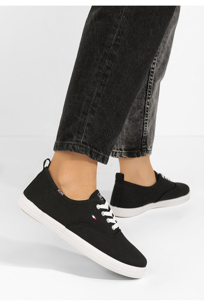 B T Shoes Černé dámské plátěné tenisky Mikki