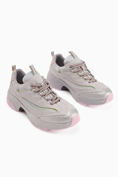 Limoya Rozhin Gri Kalın Taban Kadın Spor Ayakkabı