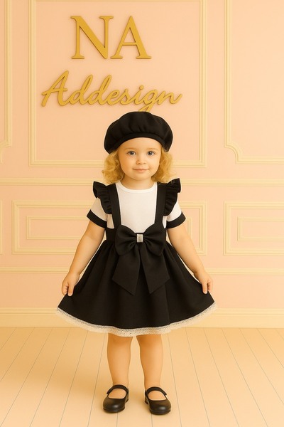 NA ADDESIGN Set de salopete cu bretele pentru fetiță, cu șapcă elastică (9 OP...