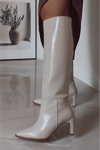 POLKA STORE Стильні жіночі чоботи на підборах, з гострим носком, на блискавці, з замші