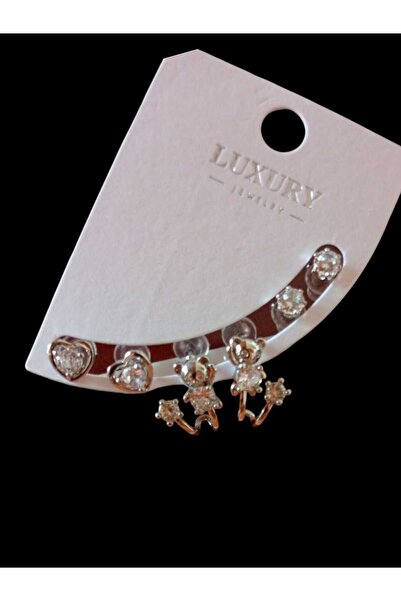 Celestia طقم أقراط فضية اللون من الفولاذ