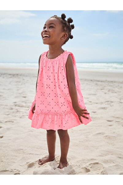 Next Baby Cotton Pink Short Sleeve Lace Dress