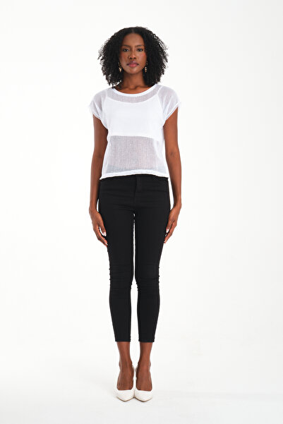 BY PAPI Japanese Style Square Neck Mesh Blouse