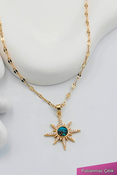 TREND COLLECTİON Kadın Paslanmaz Çelik Gold Zincir Kuzey Yıldızı Kolye
