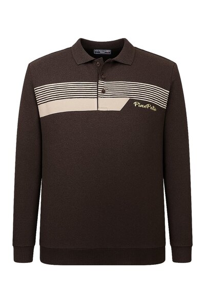 tambattal Printed Large Size Polo Neck Thessaloniki Sweatshirt (Wide Comfortable Fit)